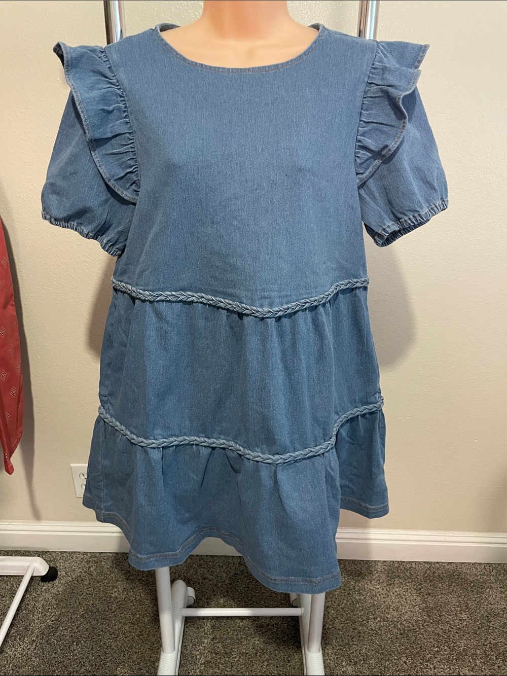 Strut & Bolt - Braid Trim Detail Tiered Mini Dress - Picture 6 of 8